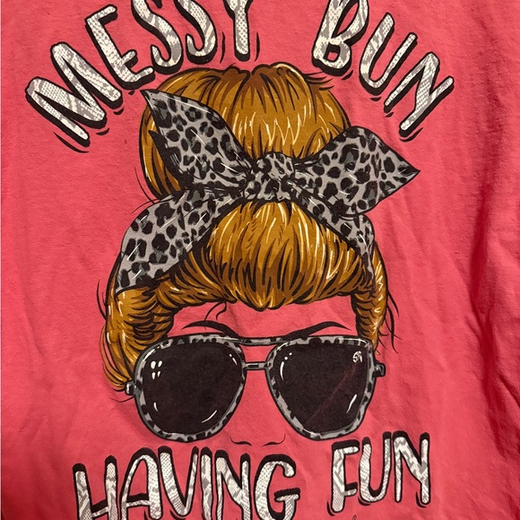 Simply Southern Tops - Simply Southern Pink Messy Bun Graphic Tee